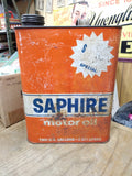 Vtg Saphire 2 US Gallons Non Detergent Motor Oil Can Gulf Oil Corporation Texas