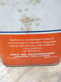 Vtg Saphire 2 US Gallons Non Detergent Motor Oil Can Gulf Oil Corporation Texas