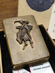Vtg 1994 ZIPPO Solid Brass Marlboro Country Store Bronco Cigarette Lighter w/Box