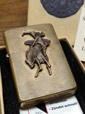 Vtg 1994 ZIPPO Solid Brass Marlboro Country Store Bronco Cigarette Lighter w/Box