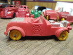 Vtg Auburn Toy Red Silver Rubber Car No 2 Roadster Yellow Wheels 4 Inches USA #1