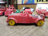 Vtg Auburn Toy Red Silver Rubber Car No 2 Roadster Yellow Wheels 4 Inches USA #2