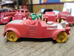 Vtg Auburn Toy Red Silver Rubber Car No 8 Roadster Yellow Wheels 4 Inches USA