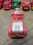 Vtg Auburn Toy Red Silver Rubber Car No 8 Roadster Yellow Wheels 4 Inches USA