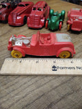 Vtg Auburn Toy Red Silver Rubber Car No 8 Roadster Yellow Wheels 4 Inches USA