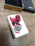 Vtg NOS Sealed 2010 ZIPPO Harley Davidson Matt White Cigarette Lighter w/Box