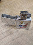 Vtg 1991 ZIPPO Harley Davidson Polished Chrome Flag & Eagle Cigarette Lighter