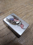 Vtg 2007 ZIPPO Harley Davidson Antique Silver Flag & Eagle Cigarette Lighter