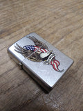 Vtg 2007 ZIPPO Harley Davidson Antique Silver Flag & Eagle Cigarette Lighter