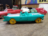 Vtg Auburn Rubber Toy Car Convertible Green and Silver Yellow Wheels Good Shape