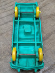 Vtg Auburn Rubber Toy Car Convertible Green and Silver Yellow Wheels Good Shape