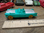 Vtg Auburn Rubber Toy Car Convertible Green and Silver Yellow Wheels Good Shape