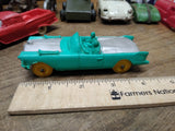 Vtg Auburn Rubber Toy Car Convertible Green and Silver Yellow Wheels Good Shape