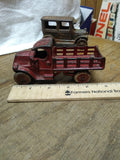 Vtg Antique Arcade AC Williams Mack C Cab Red Cast Iron Stake Truck Steel Wheel