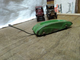 Vtg Wyandotte Streamline Toy Pull Wagon Green Pressed Steel Wood Wheels 4" USA
