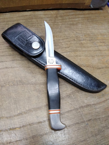 Vtg Jet Aer Corp G96 No 900 Fixed 4" Blade Knife Original Leather Sheath Japan