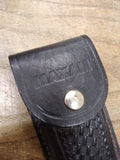 Vtg Maxam Nighthawk V 3.5" Blade Folding Knife 4.5" Wood Handle Leather Pouch