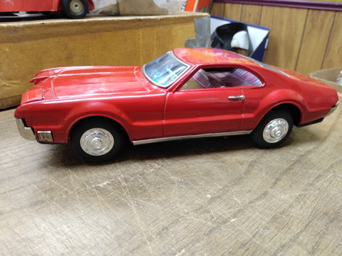 Vtg Bandai Battery Operated Tin Toy Red Toronado Bump N Go Car Works Great Minty