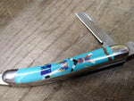 Vtg NA Southwest Style Turquois Lapis Kutchina Fetish Folding Pocket Knife Nice!