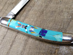 Vtg NA Southwest Style Turquois Lapis Kutchina Fetish Folding Pocket Knife Nice!