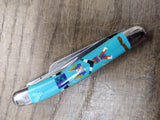 Vtg NA Southwest Style Turquois Lapis Kutchina Fetish Folding Pocket Knife Nice!