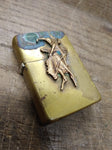 Vtg 1994 Zippo Marlboro Bronco Cowboy Brass Cigarette Lighter Nice Snap!