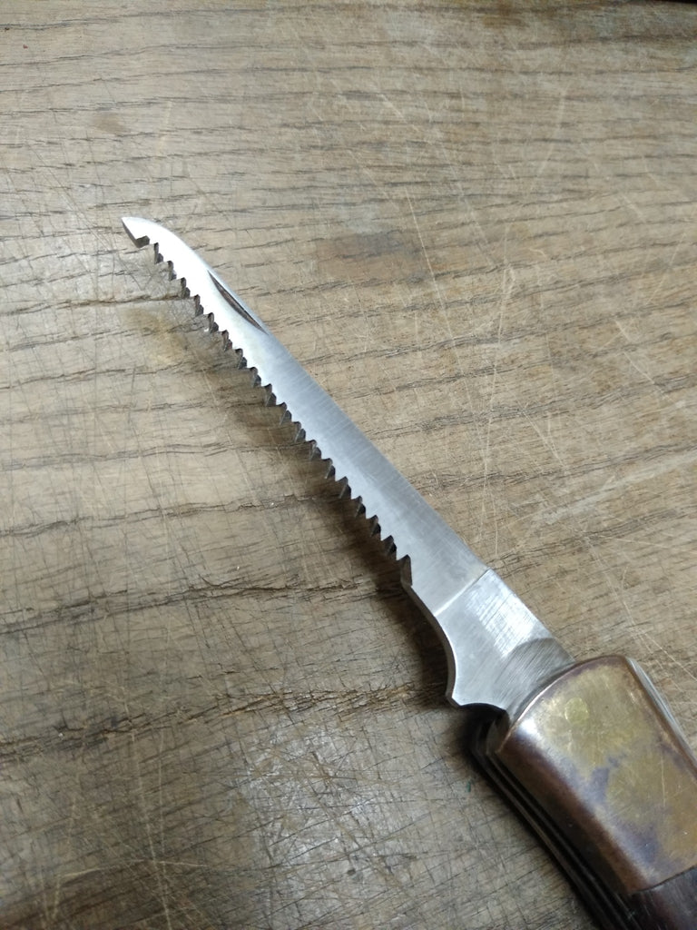Vtg Precise Deer Slayer Folding Hunting Knife with Saw Blade Japan 