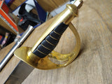 Vtg 23" Sword Sabre Metal Sheath Fancy Brass Loop Guard Twistwire Leather Grip