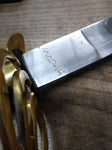 Vtg 23" Sword Sabre Metal Sheath Fancy Brass Loop Guard Twistwire Leather Grip