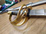 Vtg 23" Sword Sabre Metal Sheath Fancy Brass Loop Guard Twistwire Leather Grip