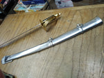 Vtg 23" Sword Sabre Metal Sheath Fancy Brass Loop Guard Twistwire Leather Grip