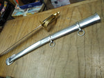 Vtg 23" Sword Sabre Metal Sheath Fancy Brass Loop Guard Twistwire Leather Grip