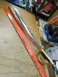 Vtg 23" Sword Sabre Metal Sheath Fancy Brass Loop Guard Twistwire Leather Grip
