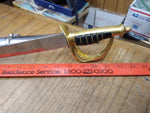 Vtg 23" Sword Sabre Metal Sheath Fancy Brass Loop Guard Twistwire Leather Grip