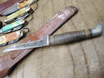 Vtg Boker USA 154 Fixed Blade Hunting Knife Leather Handle Sheath in Good Shape!