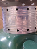 Vtg 1971 Coleman Model 220F 2 Mantle Green Lantern Pyrex Globe Very Good Shape!