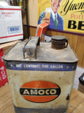 Vtg 1 Gallon Can AMOCO French Dry Cleaner American Oil Company Blue Orange White