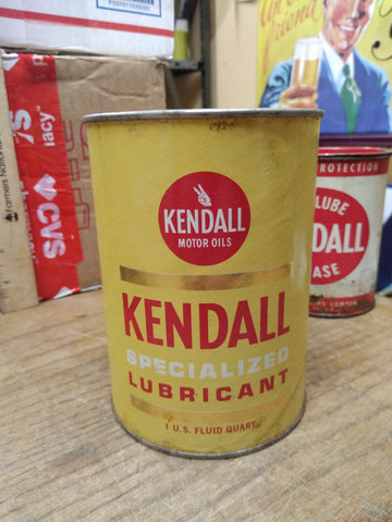 Vtg 1 Quart Kendall Motor Oil Specialized Lubricant Paper Can SAE 10W Yellow Can