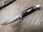 Vtg Fixed 4.75 inch Blade Hunting Boot Knife 4.5 inch Wood Handel Good Condition