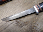 Vtg Fixed 4.75 inch Blade Hunting Boot Knife 4.5 inch Wood Handel Good Condition