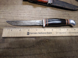 Vtg Fixed 4.75 inch Blade Hunting Boot Knife 4.5 inch Wood Handel Good Condition