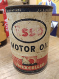 Vtg 1 US Quart ESSO Uniflo Motor Oil Unexcelled Red White Blue Metal Can
