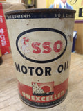 Vtg 1 US Quart ESSO Uniflo Motor Oil Unexcelled Red White Blue Metal Can