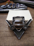 Vtg Ford V8 Circa 1955 Chrome Fender Emblem Badge Trim Automobile Truck Parts