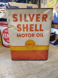 Vtg 2 US Gallon Silver Shell Motor Oil Empty Can New York San Francisco USA