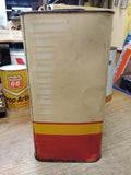 Vtg 2 US Gallon Silver Shell Motor Oil Empty Can New York San Francisco USA