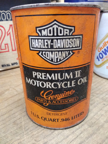 Vtg Harley Davidson Genuine Premium II Motorcycle Oil 1 Quart Empty Paper Can