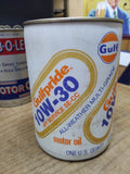 Vtg 1 Qt Gulfpride Motor Oil 10W 30 All Weather Multi Grade Full Plastic Can