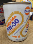 Vtg 1 Qt Gulfpride Motor Oil 10W 30 All Weather Multi Grade Full Plastic Can