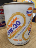 Vtg 1 Qt Gulfpride Motor Oil 10W 30 All Weather Multi Grade Full Plastic Can
